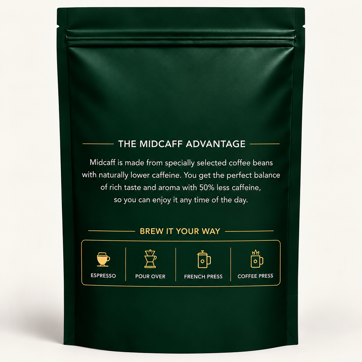 MidCaff® Light Roast Arabica Coffee Beans | 50% Less Caffeine