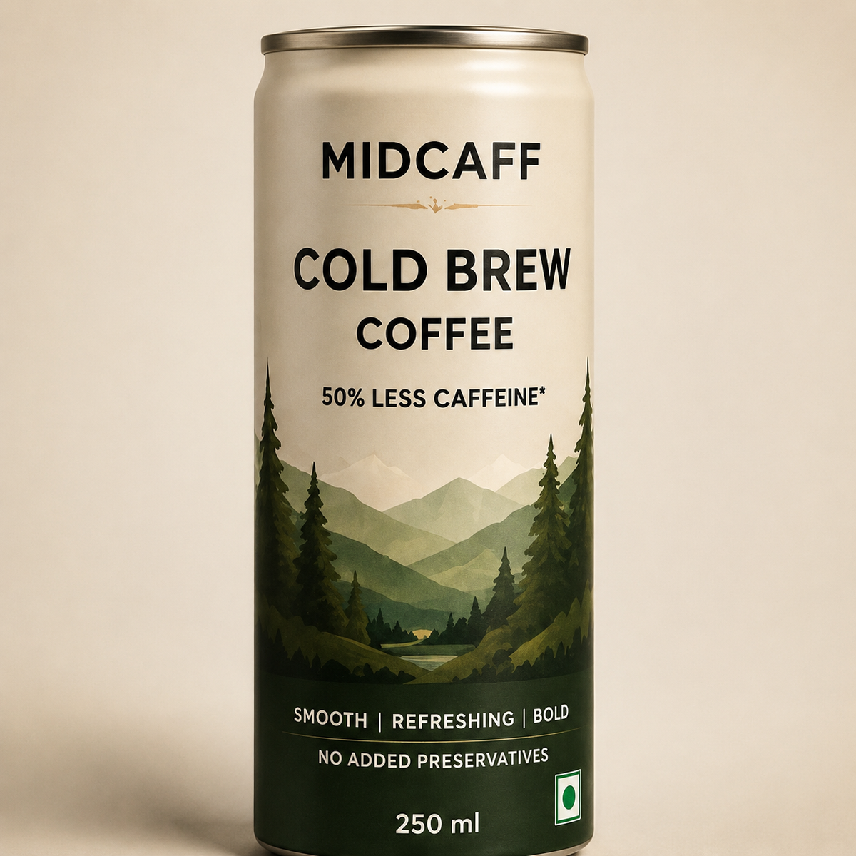MidCaff® Cold Brew Coffee – Smooth & Refreshing | 50% Less Caffeine | 250ml