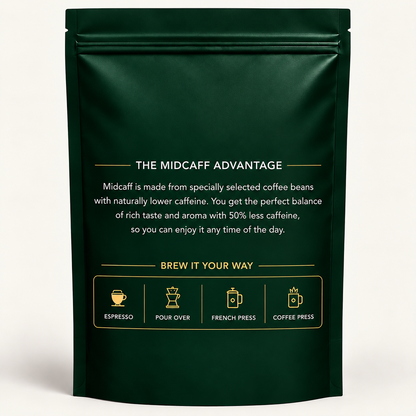 MidCaff® Light Roast Arabica Coffee Beans | 50% Less Caffeine